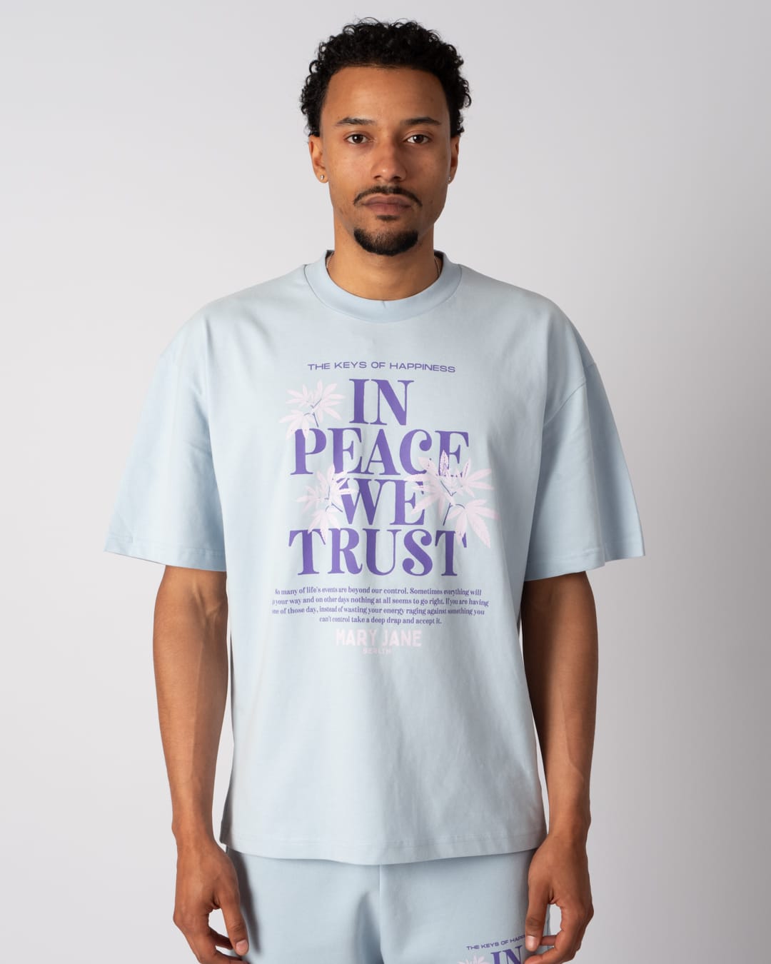 OVERSIZE T-SHIRT “IN PEACE WE TRUST” Light Blue