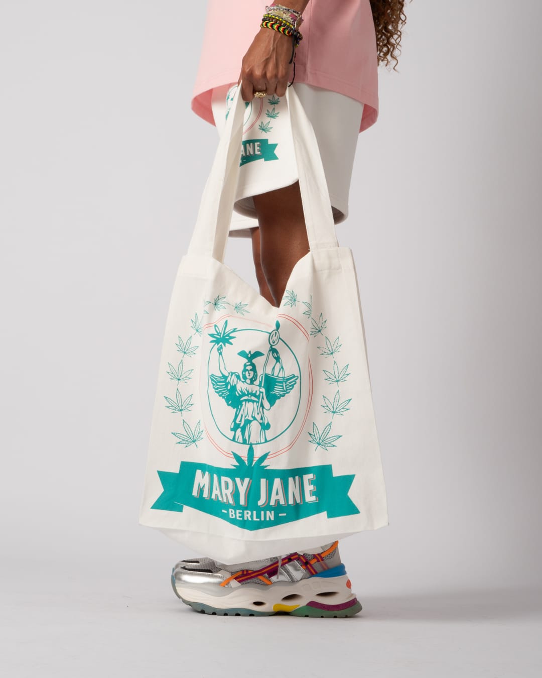 JUTE BAG "MARY JANE BERLIN" LOGO PRINT Off White